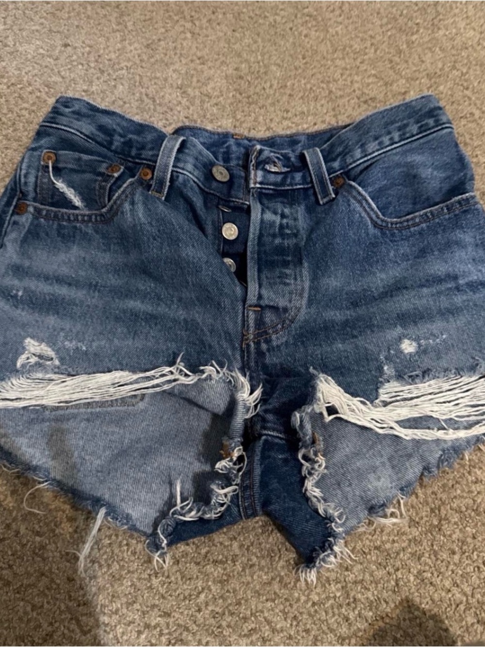 Levi's Dark Blue Distressed Cutoff Jean Shorts